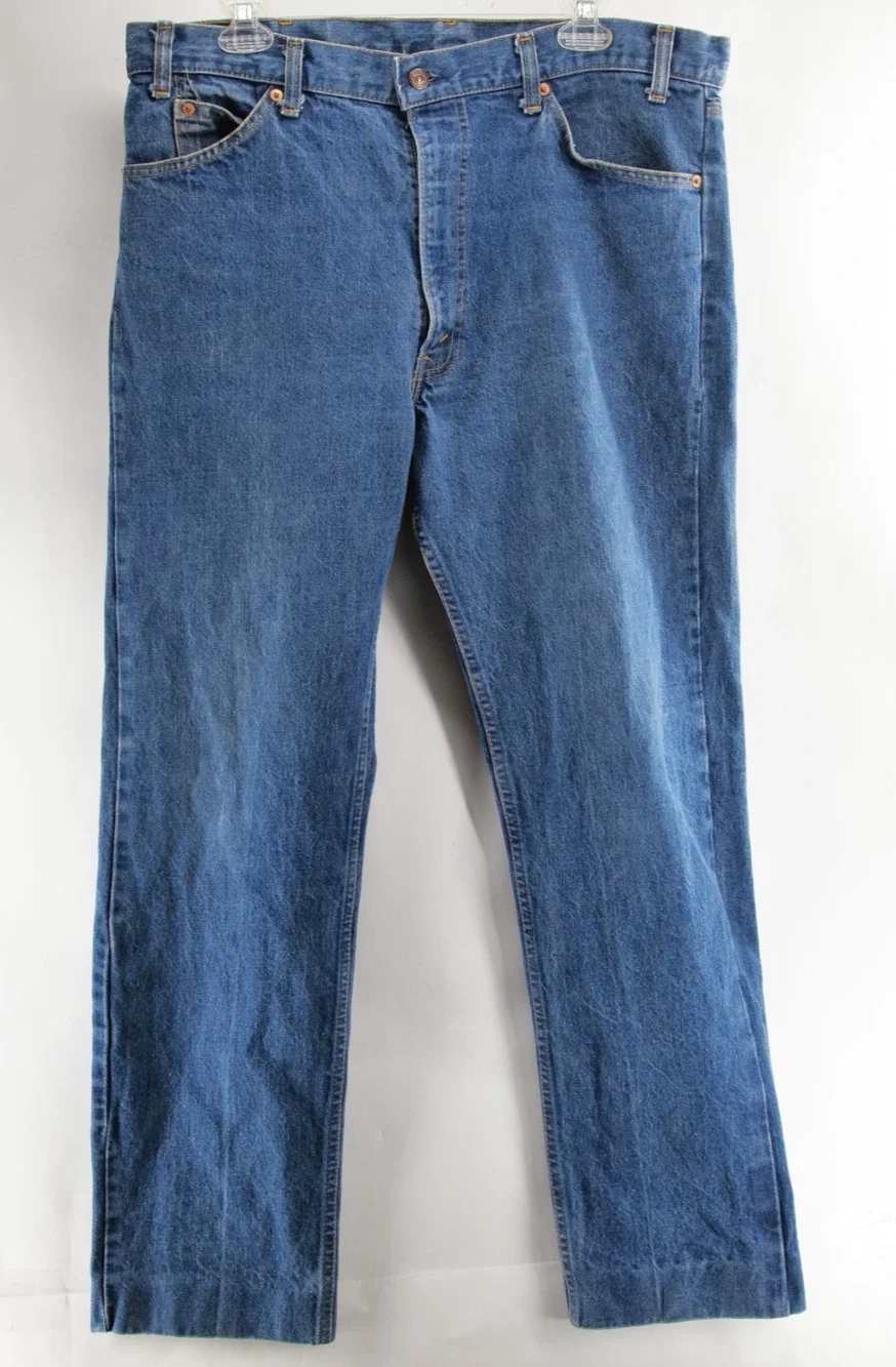 Vintage 1980 Levis 505 USA Denim Jeans Mens 38x34 Fits 30.5L Distressed Hems 8